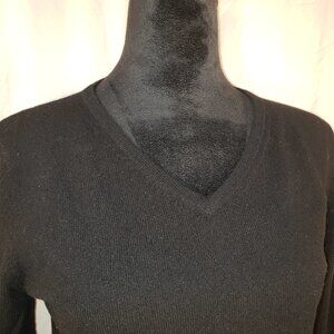 Jules Allen Black 100% Cashmere V neck Sweater M